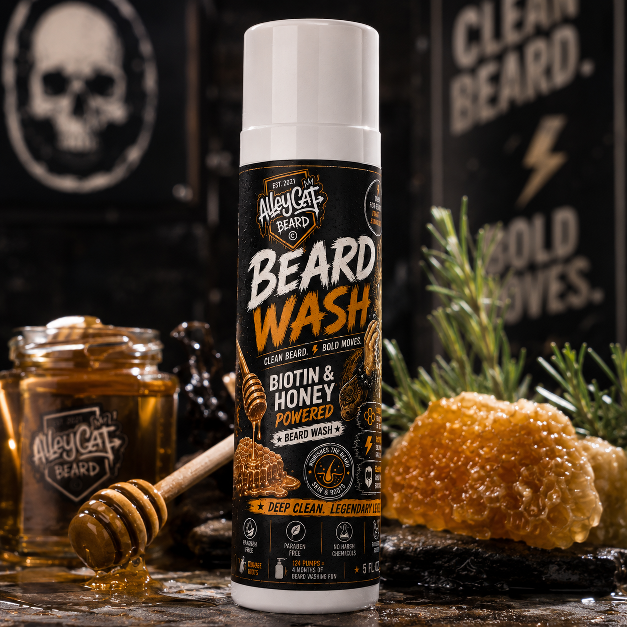 Biotin & Honey Beard Wash | Alley Cat Beard Co.